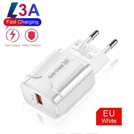 Compact Travel Charger for On-the-Go Device Needs - white EU plug quick charge 3.0 wall adapter