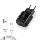 Micro USB Data Cable, EU Plug / Black