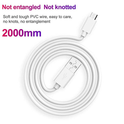 Compact Travel Charger for On-the-Go Device Needs - coiled white 2000mm USB charging cable, tangle-free PVC wire for travel and daily use