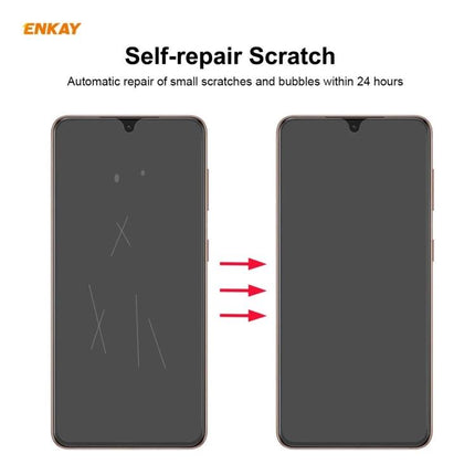 ENKAY Hat-Prince Full Screen Protector For Samsung Galaxy Series showing self-repairing scratch demo on Galaxy S21 screen