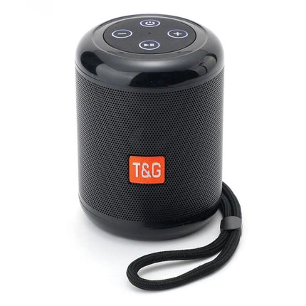 Compact Wireless Bluetooth Speaker For Home And Outdoor Use - compact black T&G speaker with strap, Bluetooth 5.0, TF/USB/FM/LINE IN support