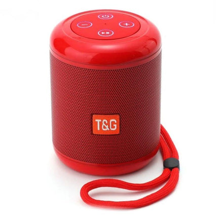 Compact Wireless Bluetooth Speaker For Home And Outdoor Use red portable Bluetooth speaker with controls and wrist strap