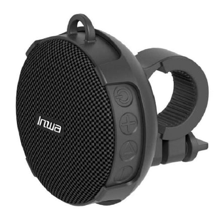 Compact Bluetooth Speaker With Bike Mount For Outdoor Use showing rugged zinc alloy frame, bike bracket, IPX7 waterproof