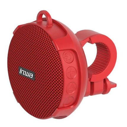 Compact Bluetooth Speaker With Bike Mount For Outdoor Use in red, zinc alloy frame, IPX7 waterproof, dust-resistant, bike clip