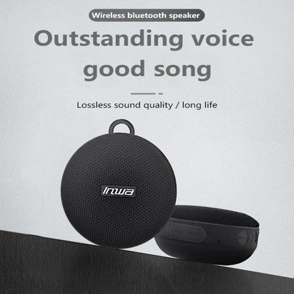 Compact Bluetooth Speaker With Bike Mount For Outdoor Use showing round black waterproof zinc alloy frame speaker
