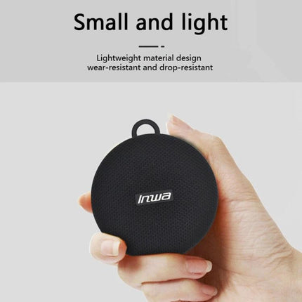 Compact Bluetooth Speaker With Bike Mount For Outdoor Use compact waterproof speaker held in hand, zinc alloy frame, dust-proof mesh