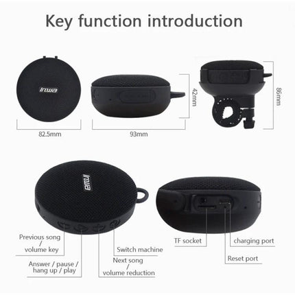 Compact Bluetooth Speaker With Bike Mount For Outdoor Use — rugged zinc alloy, IPX7 waterproof compact speaker with bike bracket