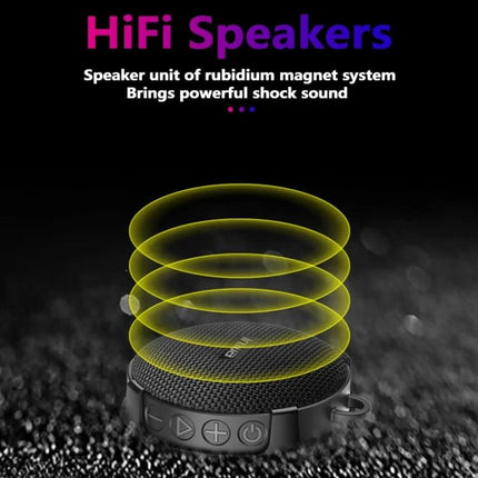 Compact Bluetooth Speaker With Bike Mount For Outdoor Use showing rugged zinc alloy body, bike clip and waterproof design