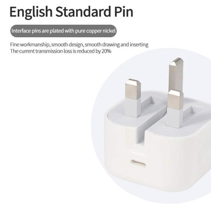 Compact Folding Charger for Travel and Daily Essentials showing English standard pin close-up on foldable white travel charger