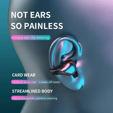 Single-Ear Bone Conduction Wireless Earphone For Commuting shown worn behind ear with low-profile clip and open-ear design