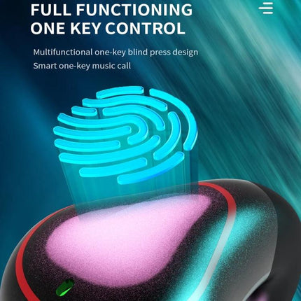 Single-Ear Bone Conduction Wireless Earphone For Commuting with one-key touch control fingerprint icon and LED light