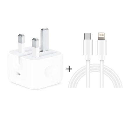 Folding Travel Charger Set with Cable for Everyday Use – compact 20W foldable UK plug and PD USB‑C to Lightning cable