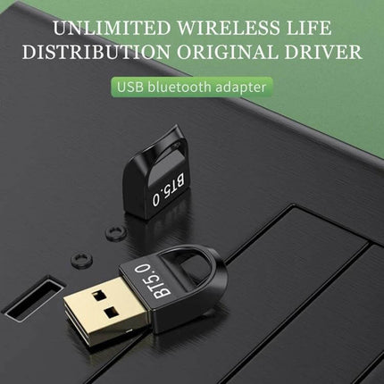 Bluetooth 5.0 USB Adapter for Wireless Computer Devices - compact USB dongle connecting keyboards, mice, speakers to desktop or laptop