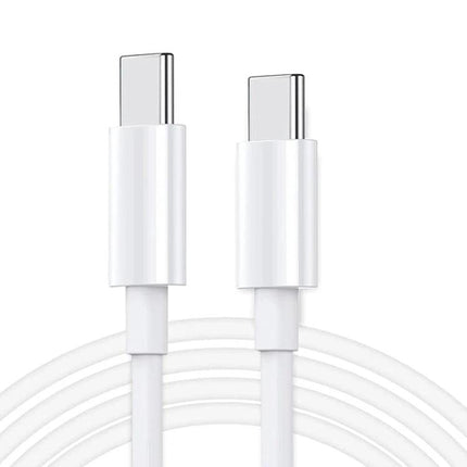 Practical Two-Meter USB-C Charging Cable for Daily Device Needs - white USB-C to USB-C cable for phone, tablet, laptop charging and data transfer