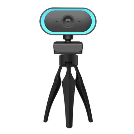 Versatile Webcam with Adjustable Angle for Video Calls showing 2K HD lens, wide-angle and flexible tripod for streaming and video meetings