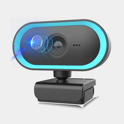 Versatile Webcam with Adjustable Angle for Video Calls showing 2K HD lens, wide-angle capture and flexible mount for streaming and video meetings