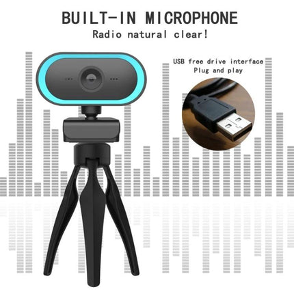 Versatile Webcam with Adjustable Angle for Video Calls 2K HD webcam on tripod with built-in microphone and USB plug-and-play
