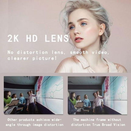 Versatile Webcam with Adjustable Angle for Video Calls - 2K HD lens, wide-angle, no distortion for clear video calls