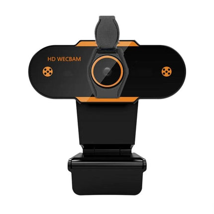 High-Definition 1080P USB Webcam with Built-in Mic for Online Meetings shown front view with clip mount and built-in microphone