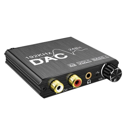 Digital to Analog Audio Converter for Stereo Home Systems compact DAC with RCA outputs, 3.5mm jack and volume knob for clean analog audio