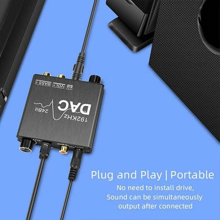 Digital to Analog Audio Converter for Stereo Home Systems - compact DAC with optical/coax inputs, RCA outputs and 3.5mm headphone jack