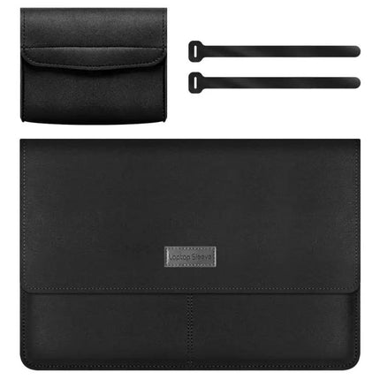 Waterproof Litchi Pattern PU Leather Laptop Bag for 13-14 Inch Devices