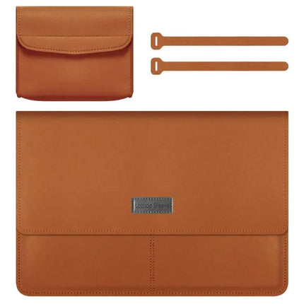 Waterproof Litchi Pattern PU Leather Laptop Bag for 13-14 Inch Devices