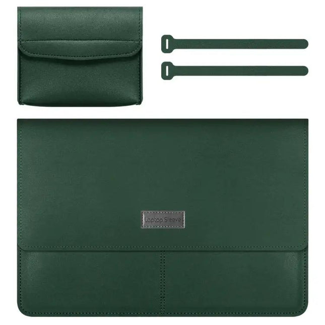 Waterproof Litchi Pattern PU Leather Laptop Bag for 13-14 Inch Devices