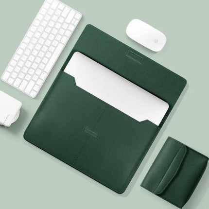 Waterproof Litchi Pattern PU Leather Laptop Bag for 13-14 Inch Devices