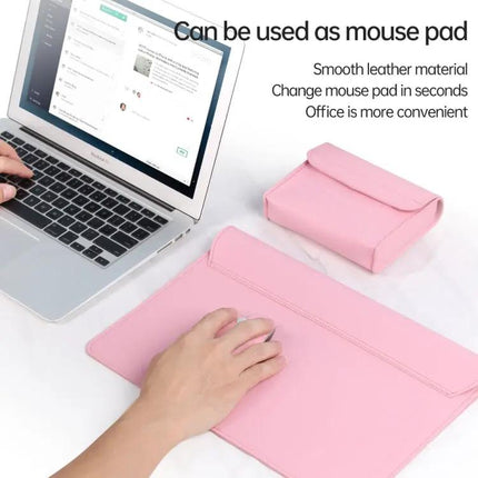 Waterproof Litchi Pattern PU Leather Laptop Bag for 13-14 Inch Devices