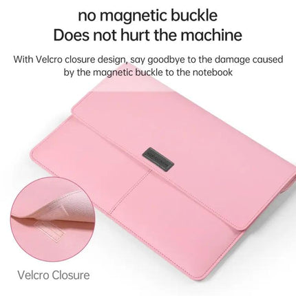 Waterproof Litchi Pattern PU Leather Laptop Bag for 13-14 Inch Devices