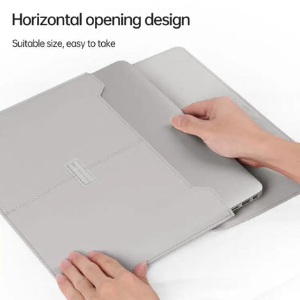 Waterproof Litchi Pattern PU Leather Laptop Bag for 13-14 Inch Devices