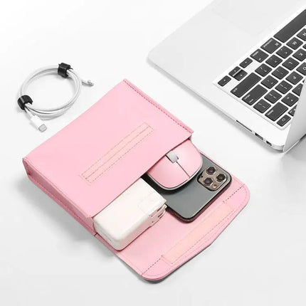 Waterproof Litchi Pattern PU Leather Laptop Bag for 13-14 Inch Devices