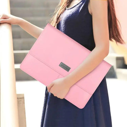 Waterproof Litchi Pattern PU Leather Laptop Bag for 13-14 Inch Devices