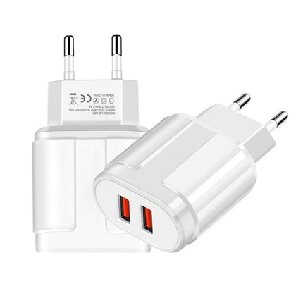 Travel Charger and USB Cable for Everyday Device Powering dual USB wall adapter with Type-C cable for phone and tablet charging on the go