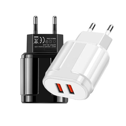 Travel Charger and USB Cable for Everyday Device Powering — compact dual USB wall charger with Type-C cable for phone and tablet charging