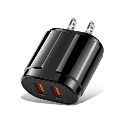 Essential Travel Charger for Everyday Device Power Needs - compact dual USB black wall adapter for smartphones and gadgets