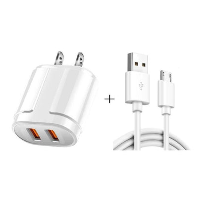 Essential Travel Charger for Everyday Device Power Needs - compact dual USB wall adapter with USB-A to micro-USB cable