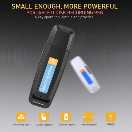 Sleek Voice Recorder Pen for Daily Notes and Meetings — discreet black pen-style USB voice recorder for clear meeting and lecture audio