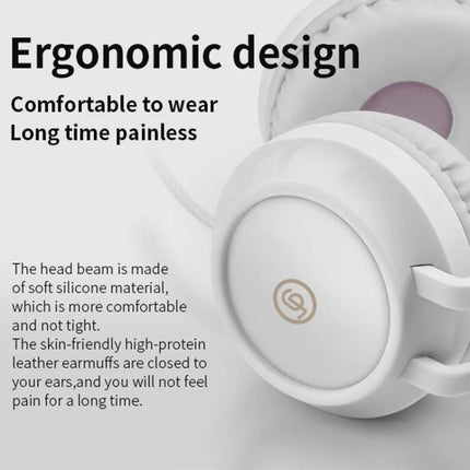 Cat Ear Wired Headphones With Microphone For Commuting And Calls - ergonomic white over-ear headset with soft ear cushions