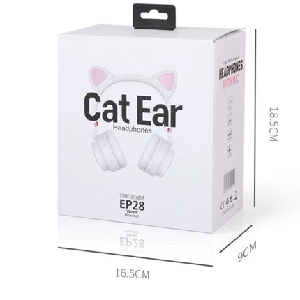 Cat Ear Wired Headphones With Microphone For Commuting And Calls white boxed stereo headset with cat ears