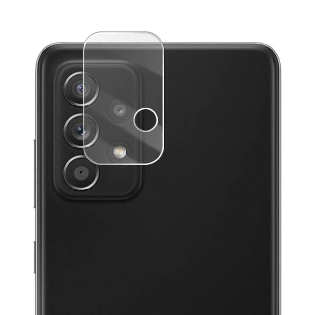 Alt Tag: Mocolo Camera Lens Protector for Galaxy A Series, Everyday Shield Against Scratches clear camera lens cover on black Samsung A52 A72 rear
