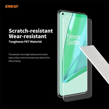 ENKAY Hat-Prince Curved PET Screen Protector for OnePlus 9 Pro on OnePlus 9 Pro showing scratch-resistant PET film and clarity