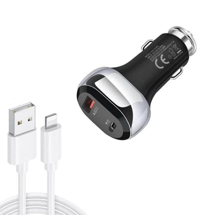 Car Charger With PD 20W USB C Fast Charge On The Road - dual-port car charger with PD 3.0 Type-C and QC USB for phones and tablets