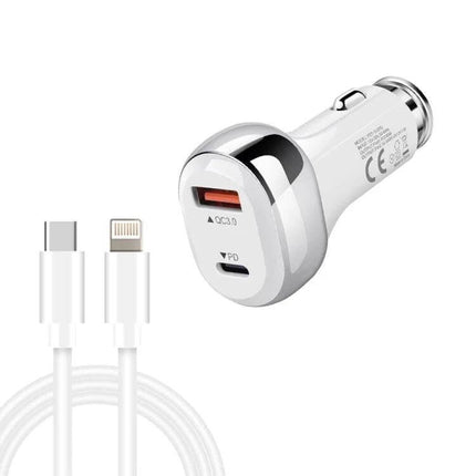 Car Charger With USB-C PD For On-The-Go Device Charging — compact 38W car charger with USB-C PD 20W and QC3.0 USB-A 18W ports