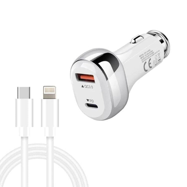 Car Charger With USB-C PD For On-The-Go Device Charging — compact 38W car charger with USB-C PD 20W and QC3.0 USB-A 18W ports