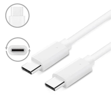 Car Charger With PD 20W For Phones And Tablets On The Go - white USB-C to USB-C charging cable close-up, dual-port fast charge compatible