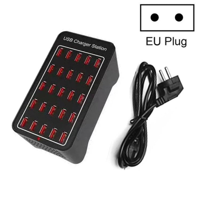 USB Multi-Port Charger Station for Daily Home Device Needs showing 16-port USB charger with EU plug and power cord, ideal for charging smartphones and tablets
