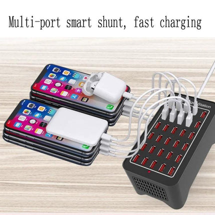 USB Charging Station for Daily Home Device Management showing multi-port charging multiple smartphones and power banks neatly