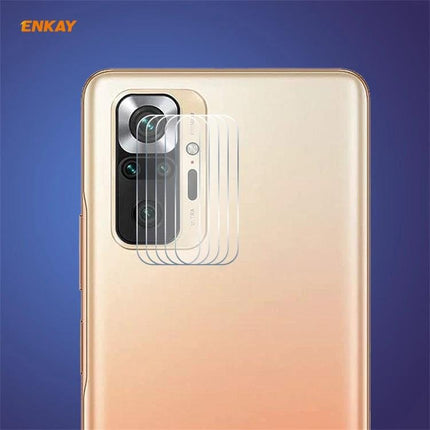 ENKAY Camera Lens Tempered Glass Protector For Everyday Phone Use showing clear lens shields on a gold smartphone camera